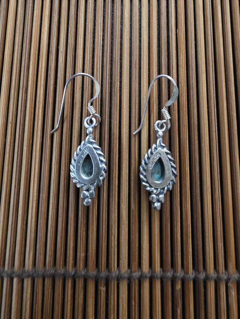 925 Silver Turquoise Dangle Earrings (Vintage) - Picture 7 of 11